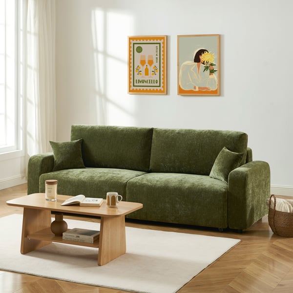 Livio - Canapé convertible 3 places tissu vert