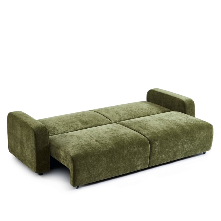 Livio - Canapé convertible 3 places tissu vert - Vue supplémentaire 2