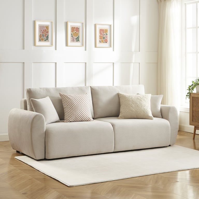 Produit similaire: Danilo - Canapé convertible 3 places velours côtelé beige
