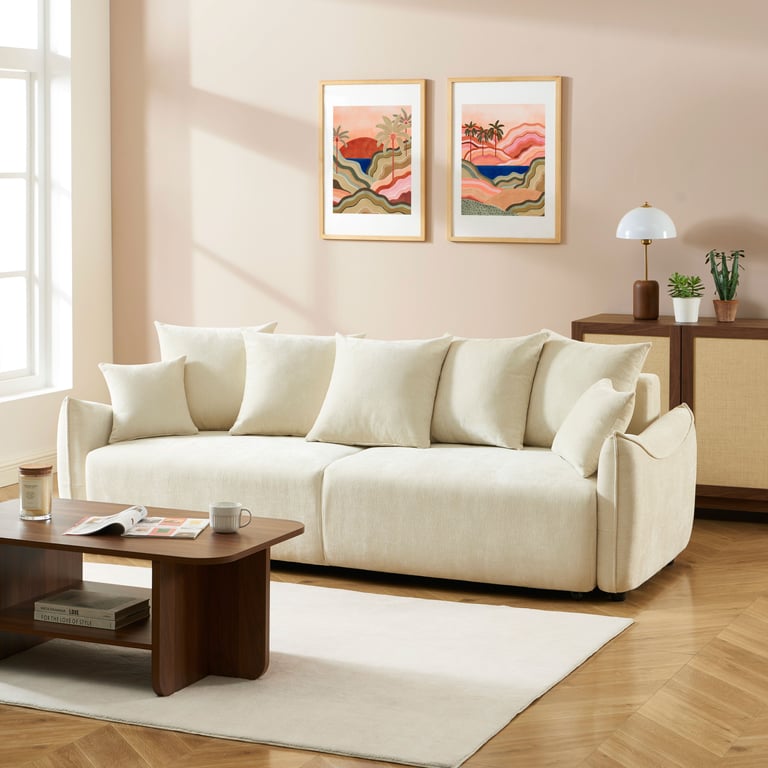 Produit similaire: Opaline - Canapé convertible 3 places tissu beige