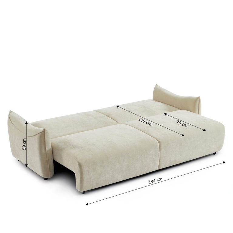 Opaline - Canapé convertible 3 places tissu beige - Vue supplémentaire 3
