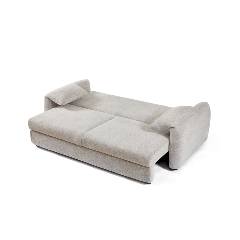 Angea - Canapé convertible 3 places chenille beige - Vue supplémentaire 2