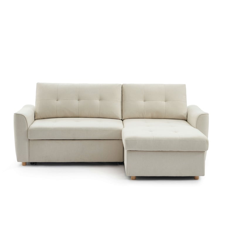 Tamara - Canapé d'angle convertible réversible 4 places tissu beige - Vue supplémentaire 1