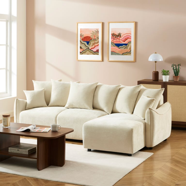 Canapé d'angle convertible tissu  OPALINE