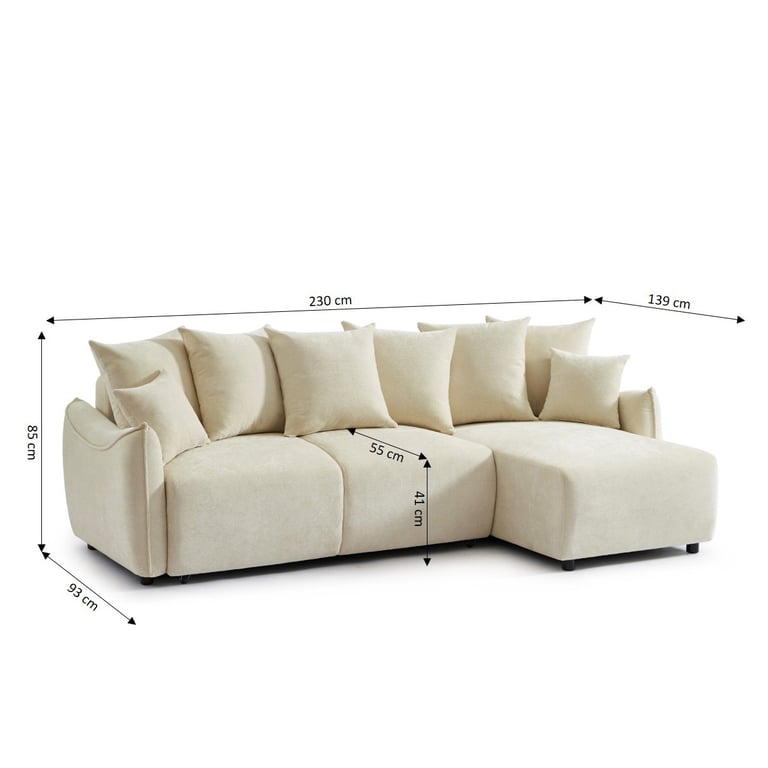 Opaline - Canapé d'angle convertible 4 places tissu beige - Vue supplémentaire 2