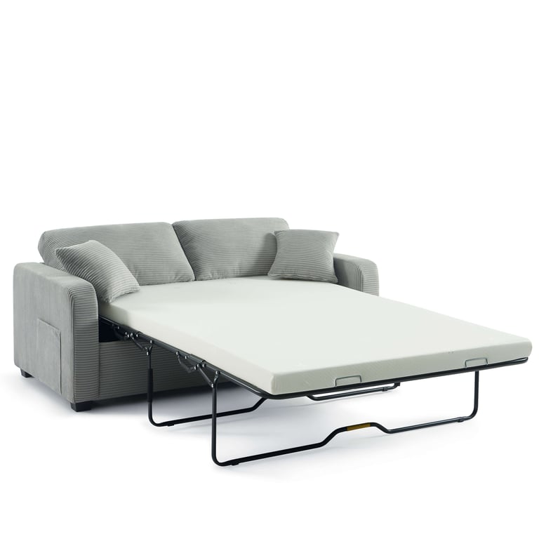 Serva - Canapé convertible 3 places velours côtelé gris - Vue supplémentaire 3