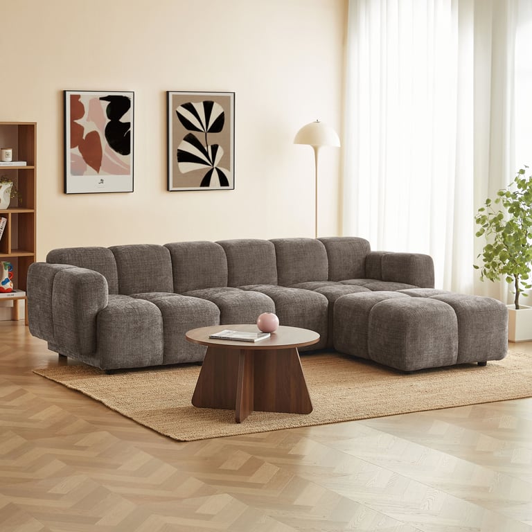 Canapé d'angle modulable velours  ALENO