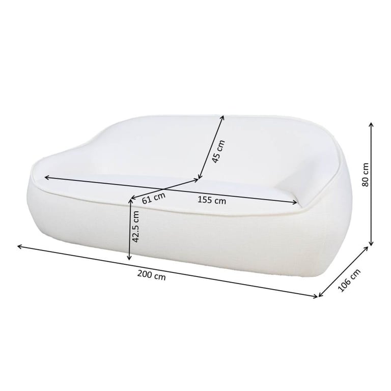 Lumi - Canapé 2 places tissu beige - Vue supplémentaire 3