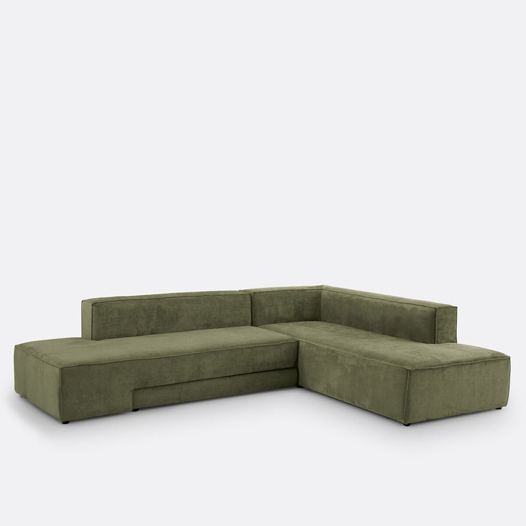 Ginosa canapé d'angle convertible 4 places tissu texturé vert - Vue supplémentaire 1