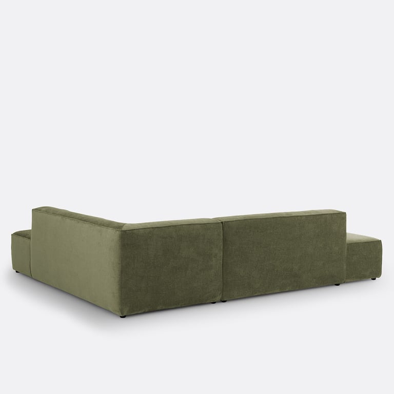 Ginosa canapé d'angle convertible 4 places tissu texturé vert - Vue supplémentaire 2