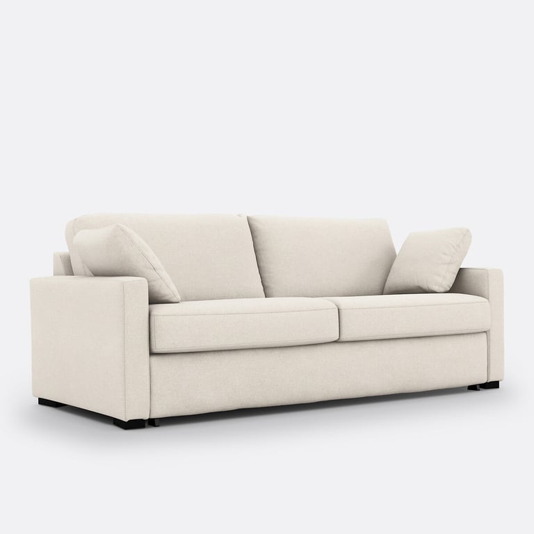 Timor canapé convertible 3 places tissu texturé beige - Vue supplémentaire 1