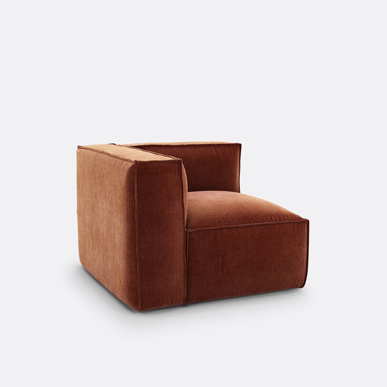 Seven canapé modulable élément d'angle velours côtelé rouge - Vue supplémentaire 1