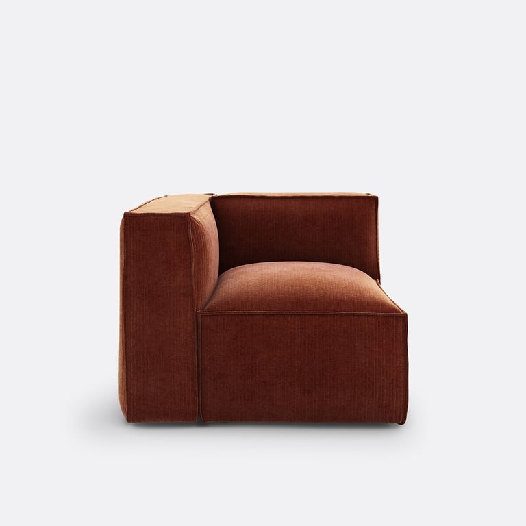Seven canapé modulable élément d'angle velours côtelé rouge - Vue supplémentaire 2