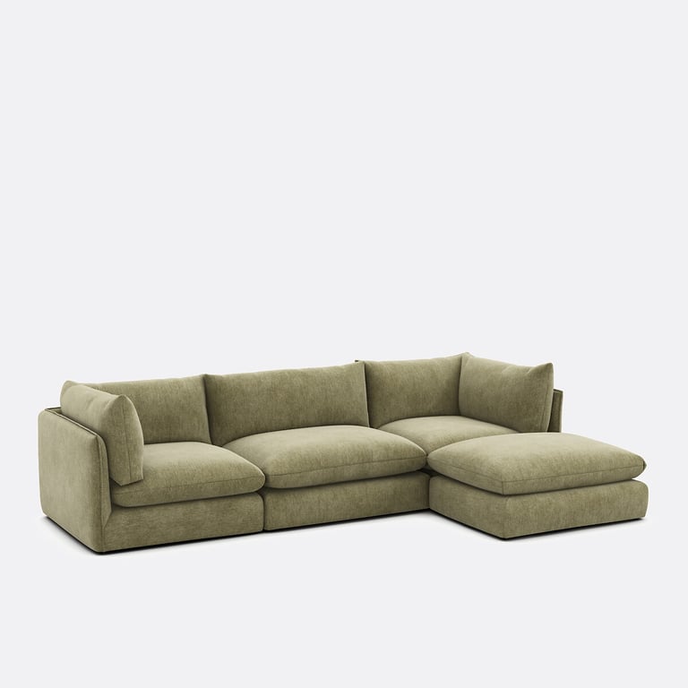 Malo canapé modulable 3 places tissu chiné vert - Vue supplémentaire 2