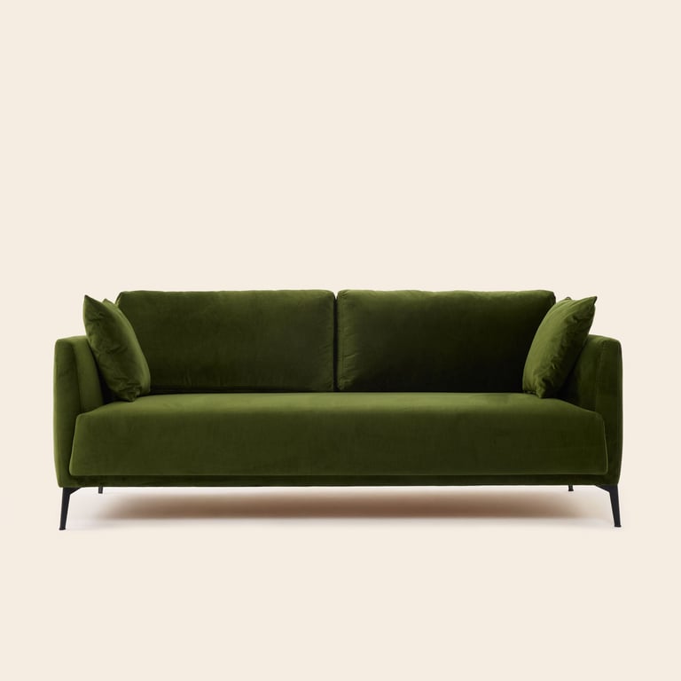Odelle - Canapé 3 places velours vert - Vue supplémentaire 1