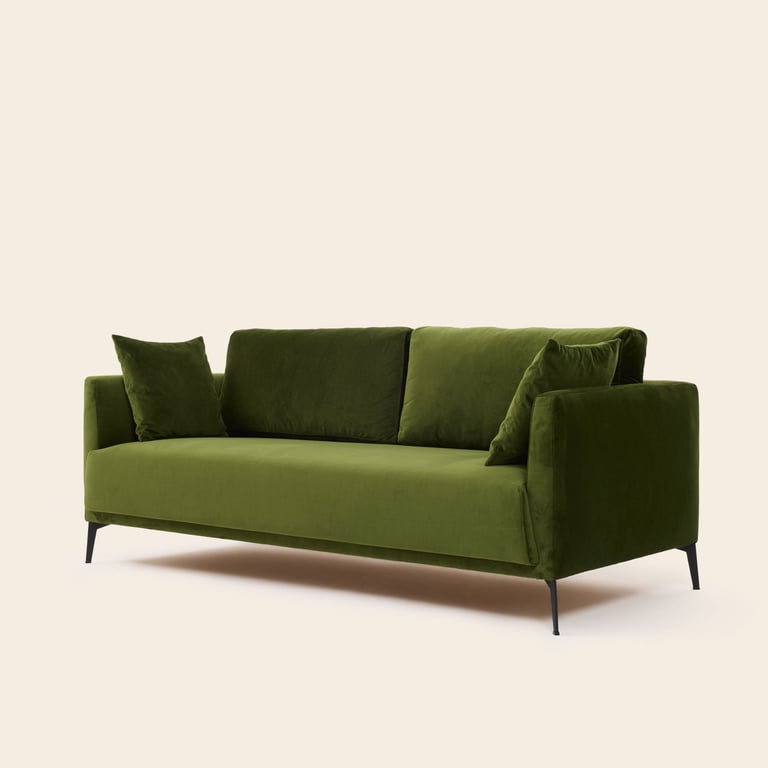 Odelle - Canapé 3 places velours vert - Vue supplémentaire 2