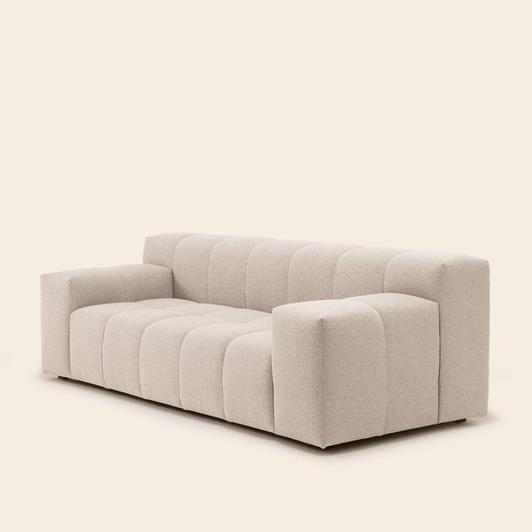Uberto - Canapé 3 places tissu texturé beige - Vue supplémentaire 1