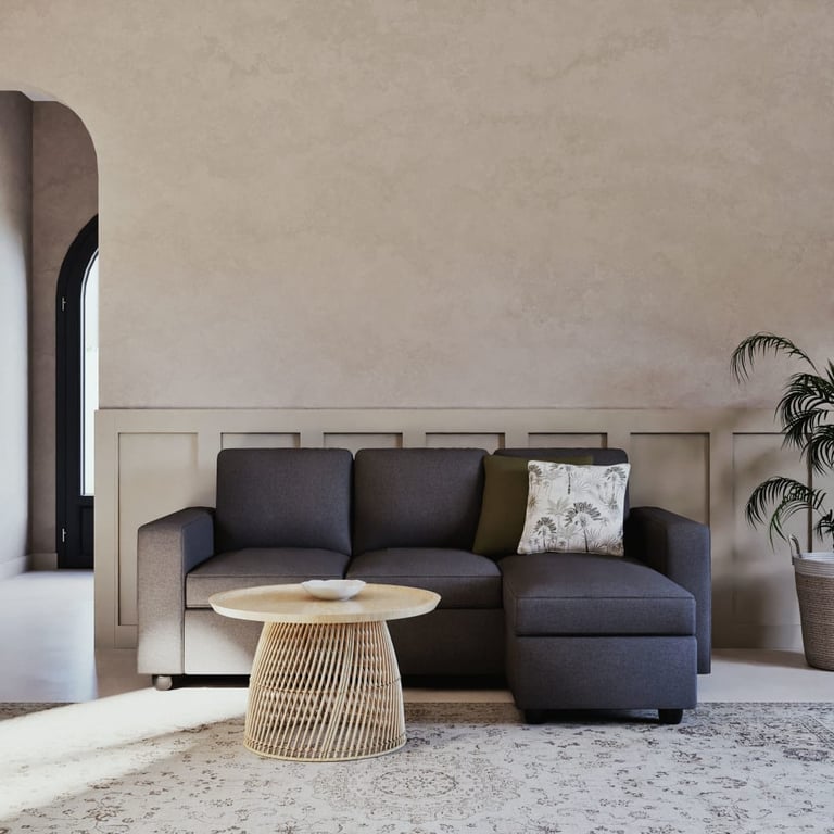 Produit similaire: Jules - Canapé d'angle fixe 3 places tissu gris