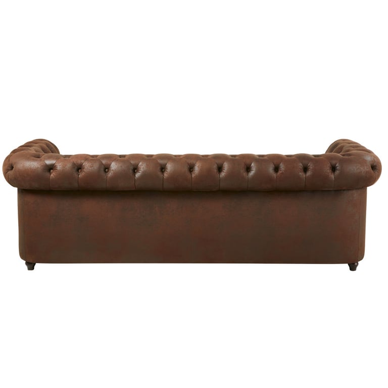 Chesterfield - Canapé convertible 3 places microfibre marron - Vue supplémentaire 3
