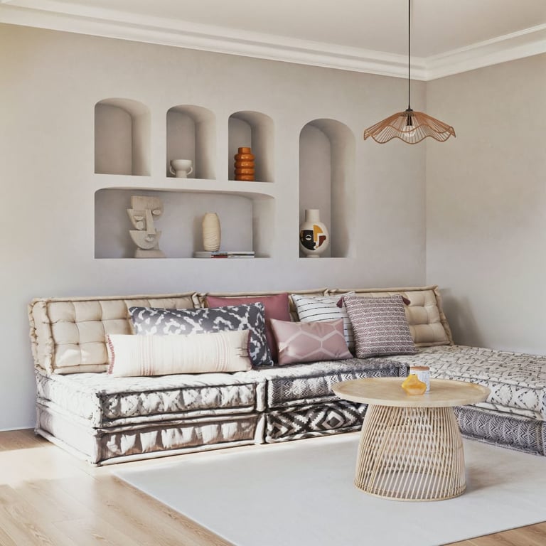 Chennai - Banquette d'angle 4/5 places en coton