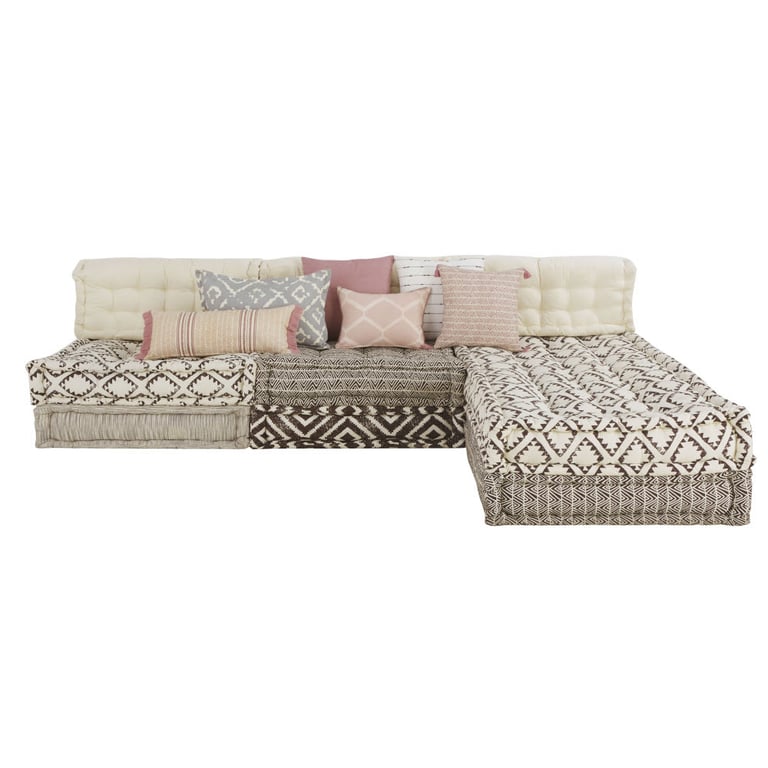 Chennai - Canapé d'angle fixe 4 places tissu beige - Vue supplémentaire 1