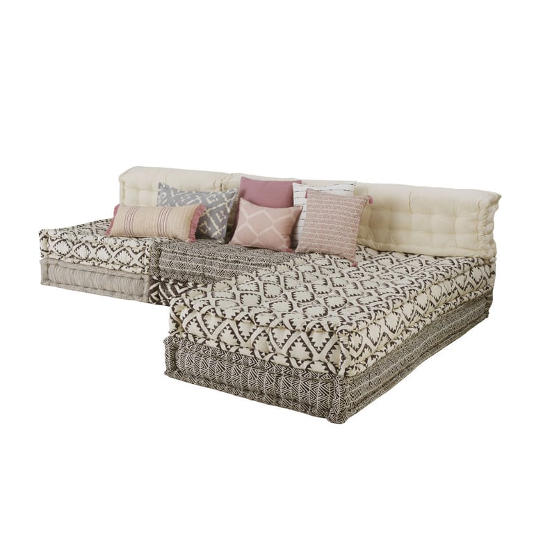 Chennai - Canapé d'angle fixe 4 places tissu beige - Vue supplémentaire 2