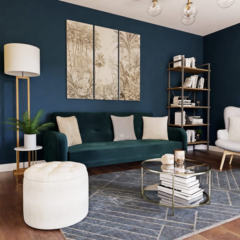 Produit similaire: Broadway - Canapé convertible 4 places velours bleu canard