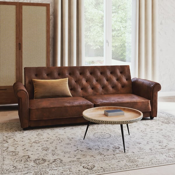 Lise - Canapé convertible 3 places microfibre marron