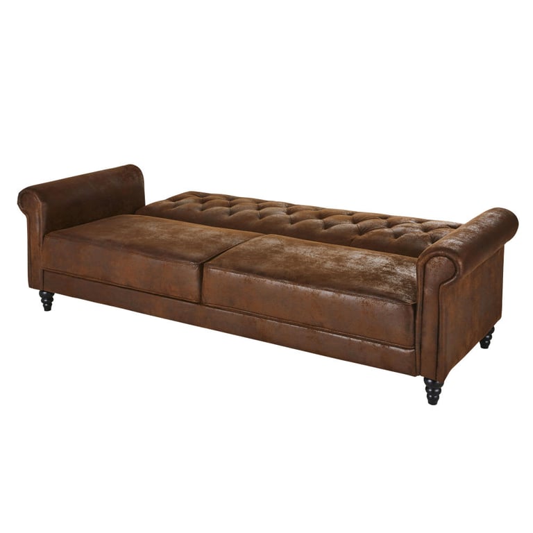 Lise - Canapé convertible 3 places microfibre marron - Vue supplémentaire 1