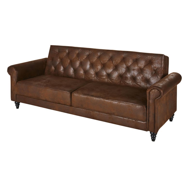 Lise - Canapé convertible 3 places microfibre marron - Vue supplémentaire 2