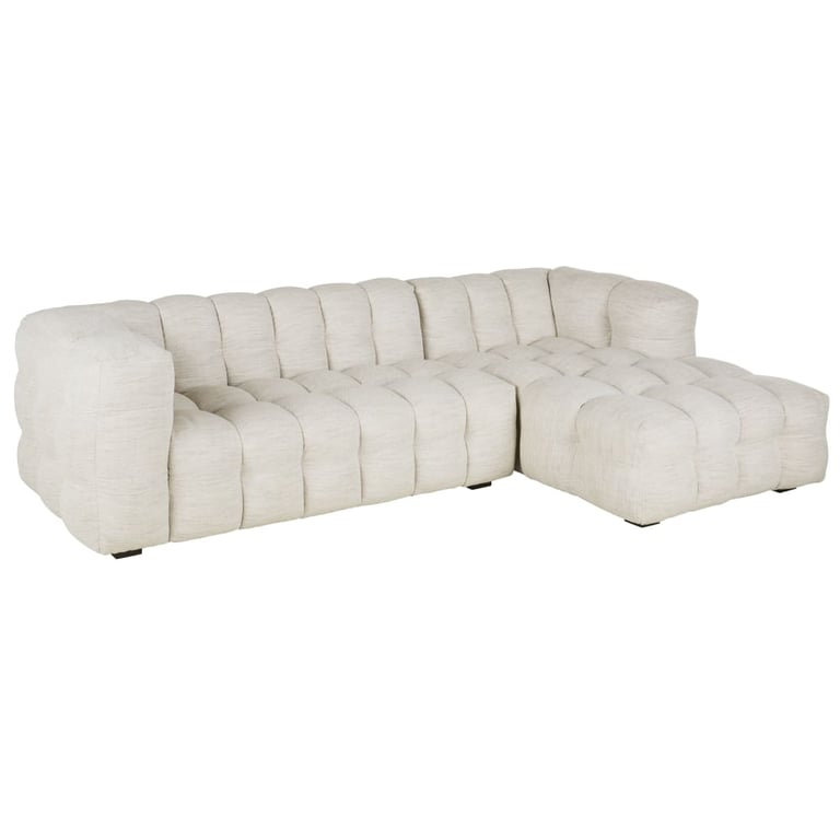 Lilo - Canapé d'angle droit 4 places tissu beige - Vue supplémentaire 3