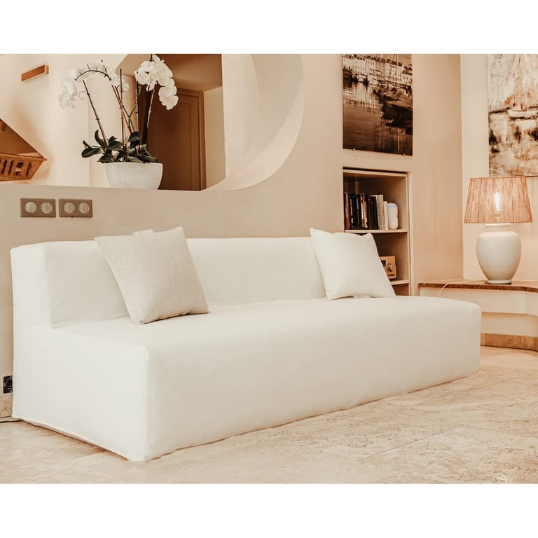 Canapé banquette modulable - déhoussable 3 places- coton lavé