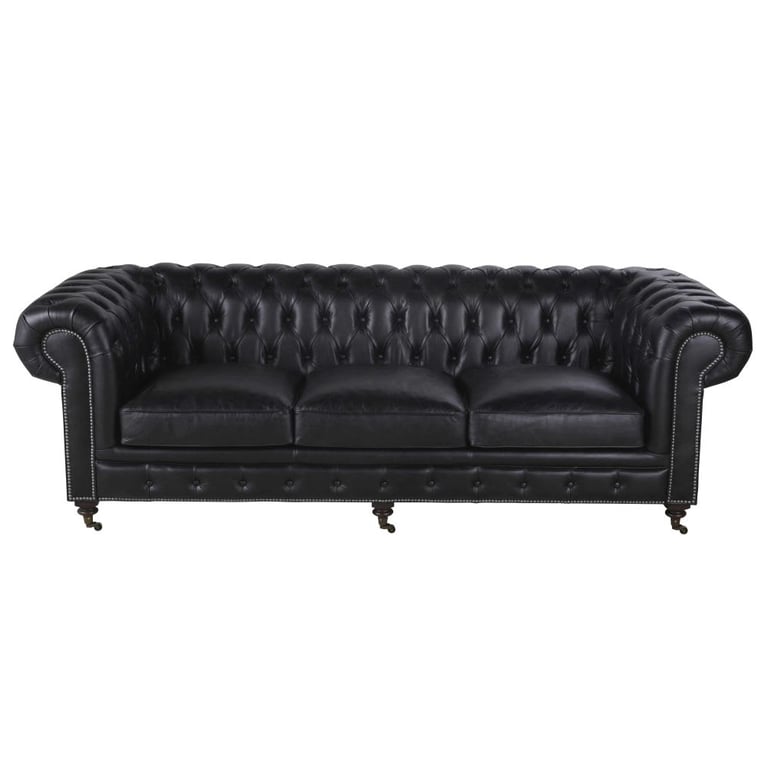 Chesterfield - Canapé 4 places cuir noir - Vue supplémentaire 1