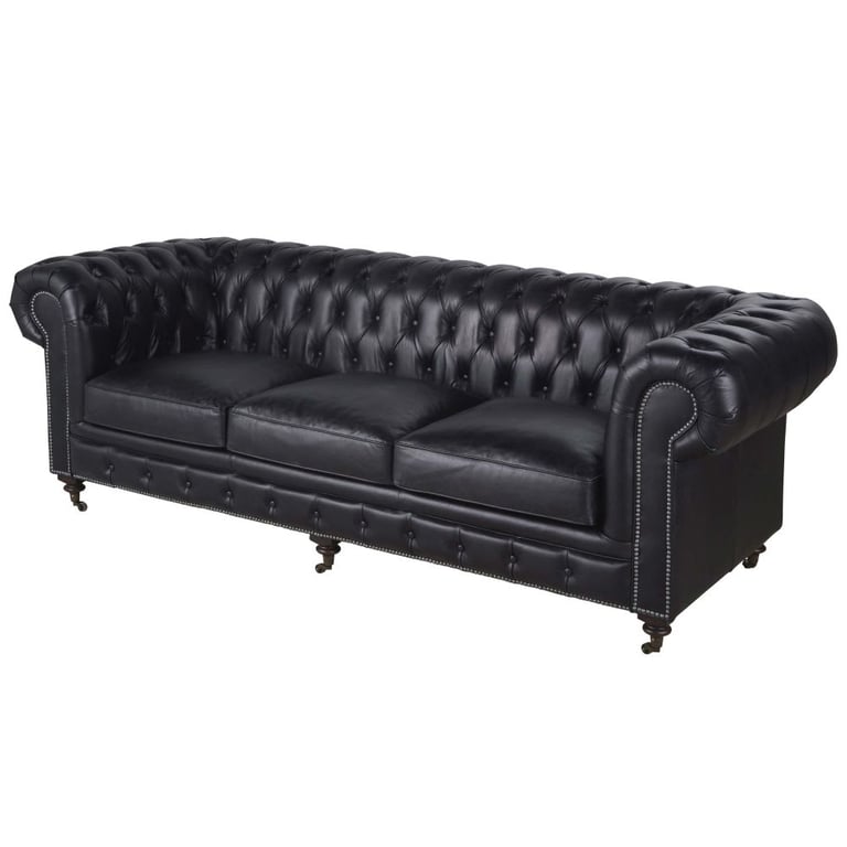 Chesterfield - Canapé 4 places cuir noir - Vue supplémentaire 2