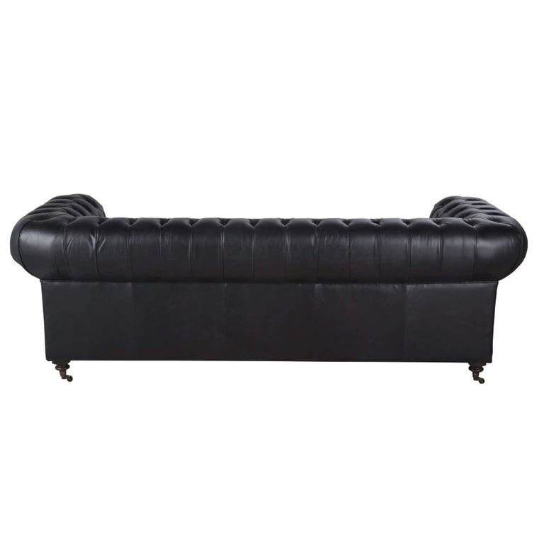 Chesterfield - Canapé 4 places cuir noir - Vue supplémentaire 3