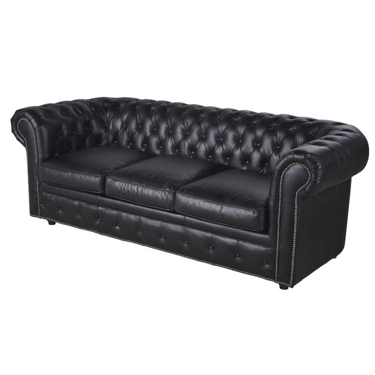 Chesterfield - Canapé convertible 3 places similicuir noir - Vue supplémentaire 2