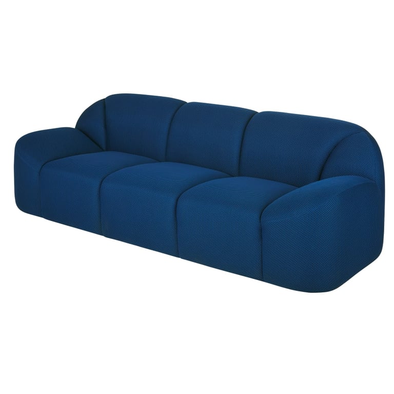 Play - Canapé 3 places tissu texturé bleu - Vue supplémentaire 2