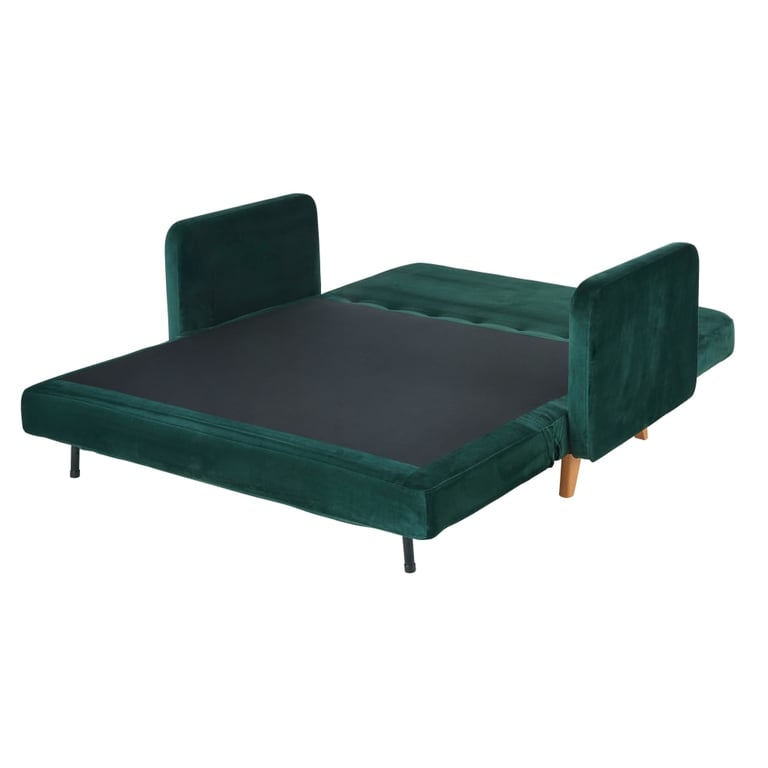 Nia - Canapé convertible 3 places velours vert - Vue supplémentaire 2