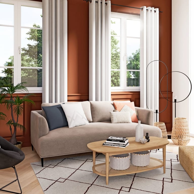 Benett - Canapé 3 places en velours beige