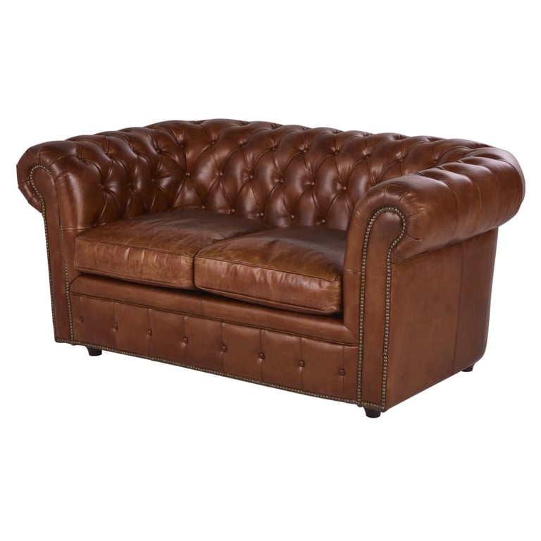 Chesterfield - Canapé 2 places cuir marron - Vue supplémentaire 1