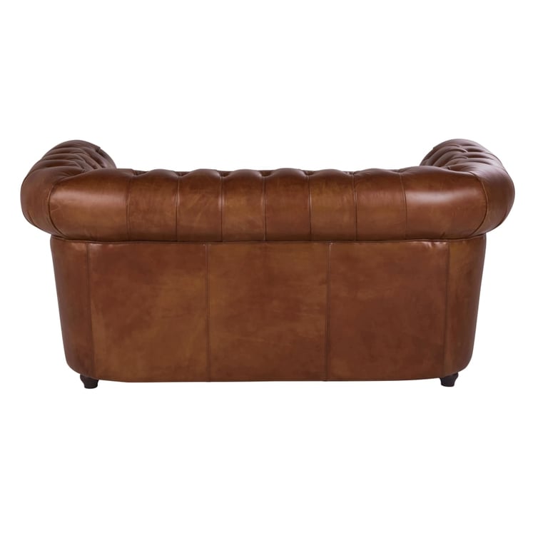 Chesterfield - Canapé 2 places cuir marron - Vue supplémentaire 2