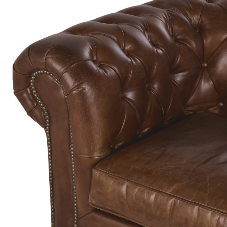 Chesterfield - Canapé 2 places cuir marron - Vue supplémentaire 3