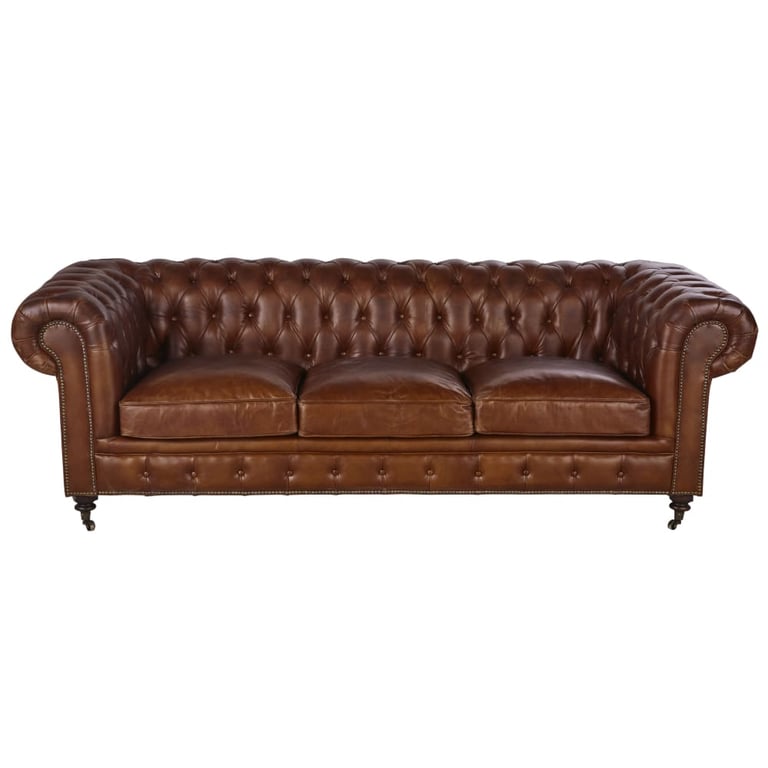 Chesterfield - Canapé 4 places cuir marron - Vue supplémentaire 1