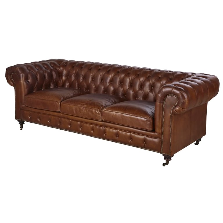 Chesterfield - Canapé 4 places cuir marron - Vue supplémentaire 2