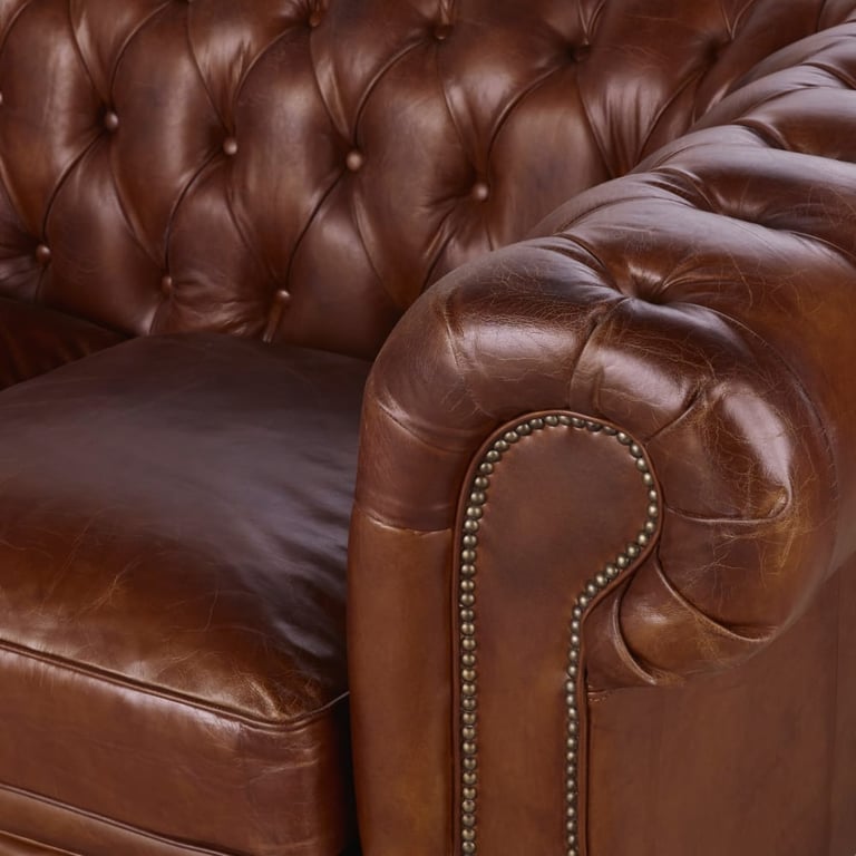 Chesterfield - Canapé 4 places cuir marron - Vue supplémentaire 3