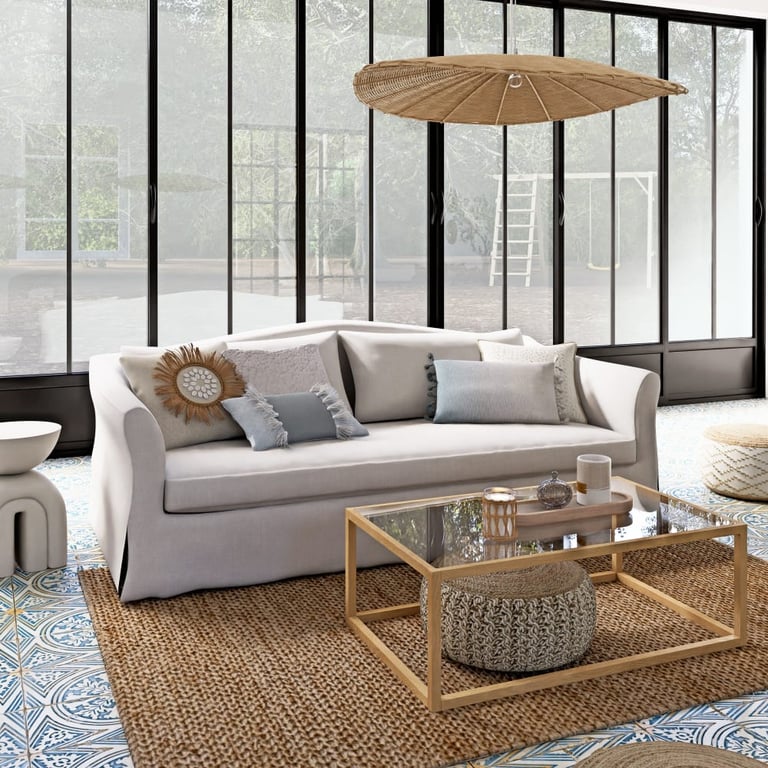 Produit similaire: Anaelle - Canapé convertible 4 places lin blanc