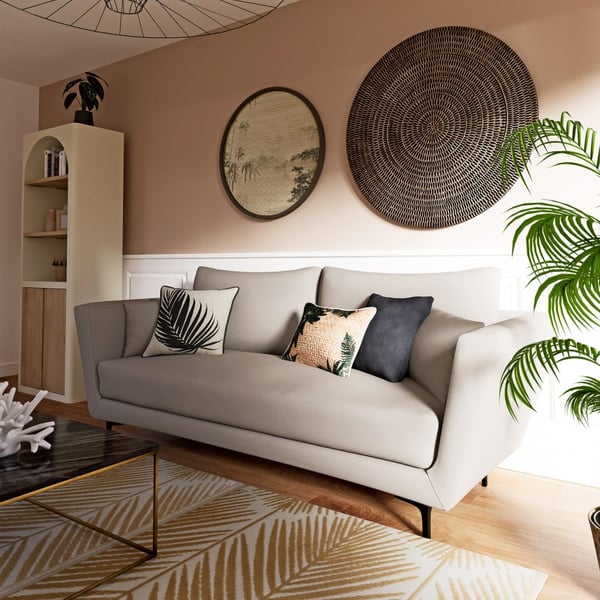 Prague - Canapé convertible 3 places tissu beige