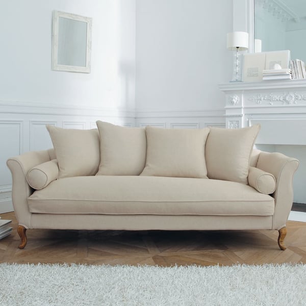 Louise - Canapé 3 places tissu beige