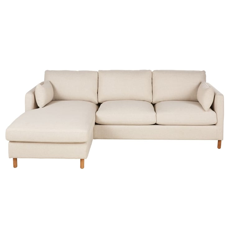 Julian - Canapé d'angle convertible gauche 4 places tissu texturé beige - Vue supplémentaire 1