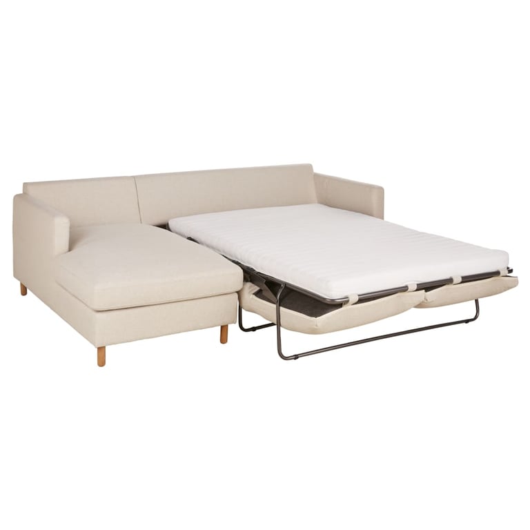 Julian - Canapé d'angle convertible gauche 4 places tissu texturé beige - Vue supplémentaire 2